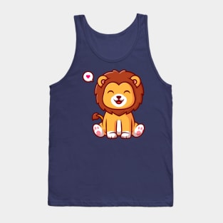 Cute Lion Sitting Cartoon Tank Top